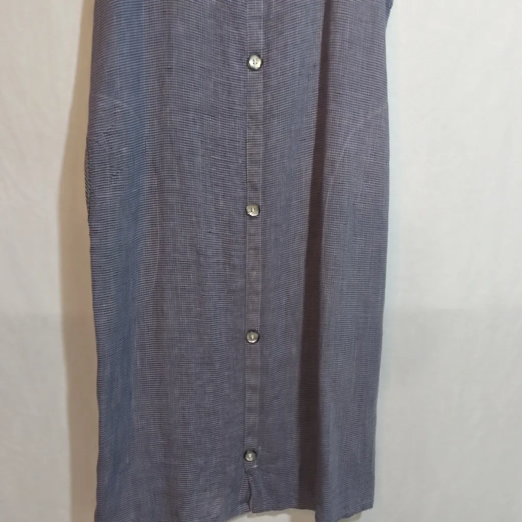 Liz & Jane Natural Linen Stripe Sleeveless Button - Image 3