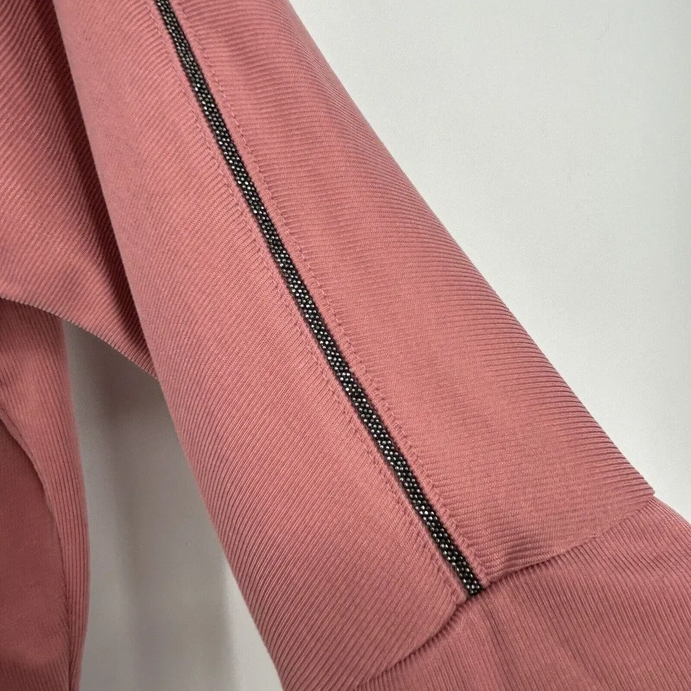 Chicos 0 Size S Sandwashed Beaded Tunic Pink Ribbed 3/4 Dolman Sleeves Boat Neck - Image 5