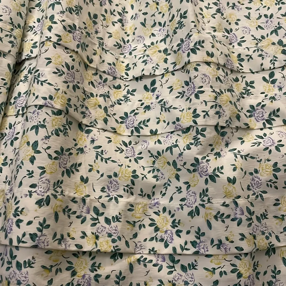 Mable Poplin Puff Sleeve Floral Dress Womens Size Large Cottage Prairie Green - Image 10