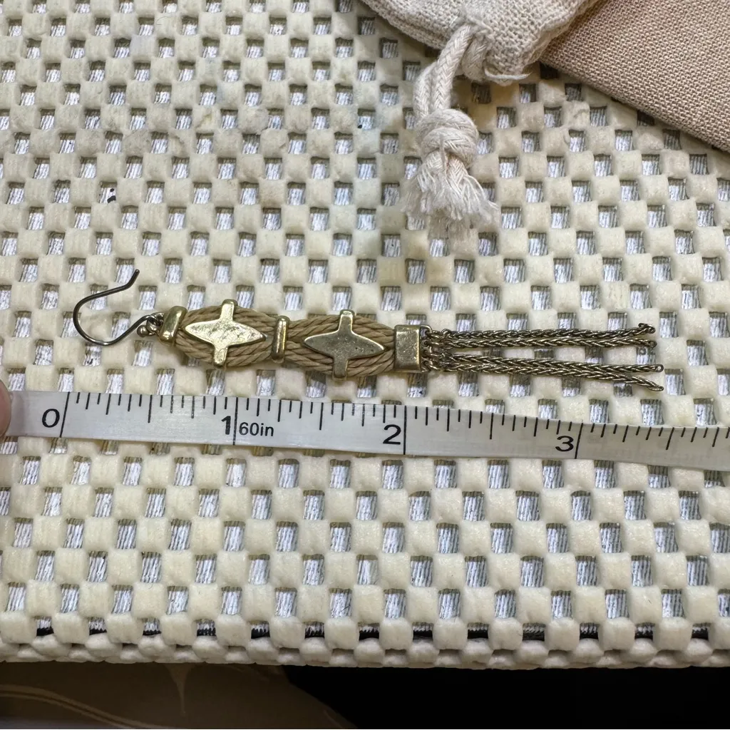 Lucky Brand Waxed Leather Gold-Tone Tassel Chain Earrings - Image 8