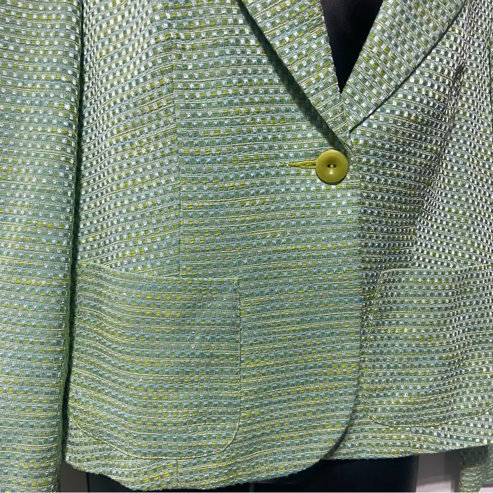 Talbots Green Tweed Boucle Blazer Jacket Size 10 Single Button NWOT - Image 5