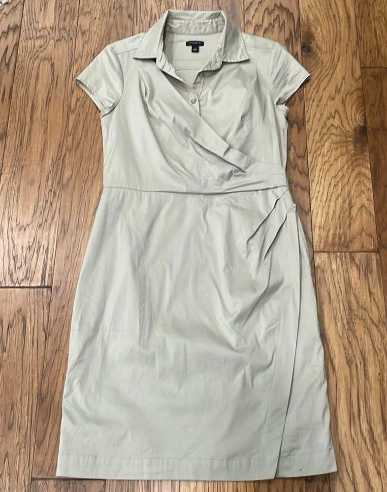 Ann Taylor Khaki Tan Faux Wrap Dress Size 4 - Image 2
