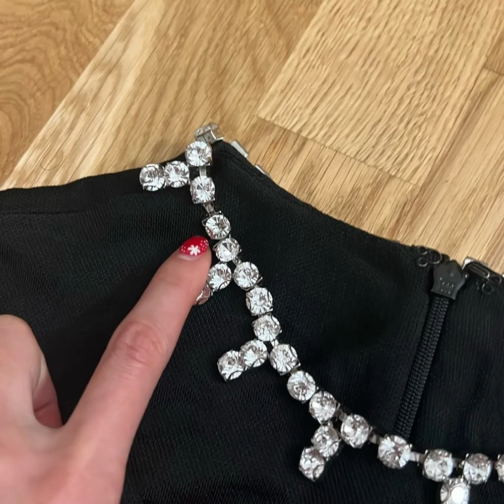 Area black asymmetrical jumpsuit with crystal embellishment - Image 11