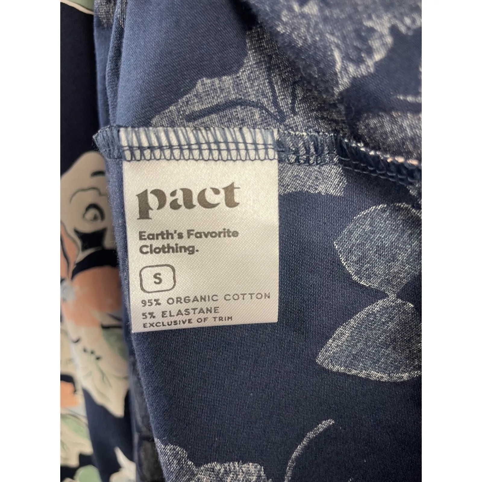 Pact Floral Fit Flare Crossover Short Sleeve Dress Navy Blue Women's Size Small - Image 7