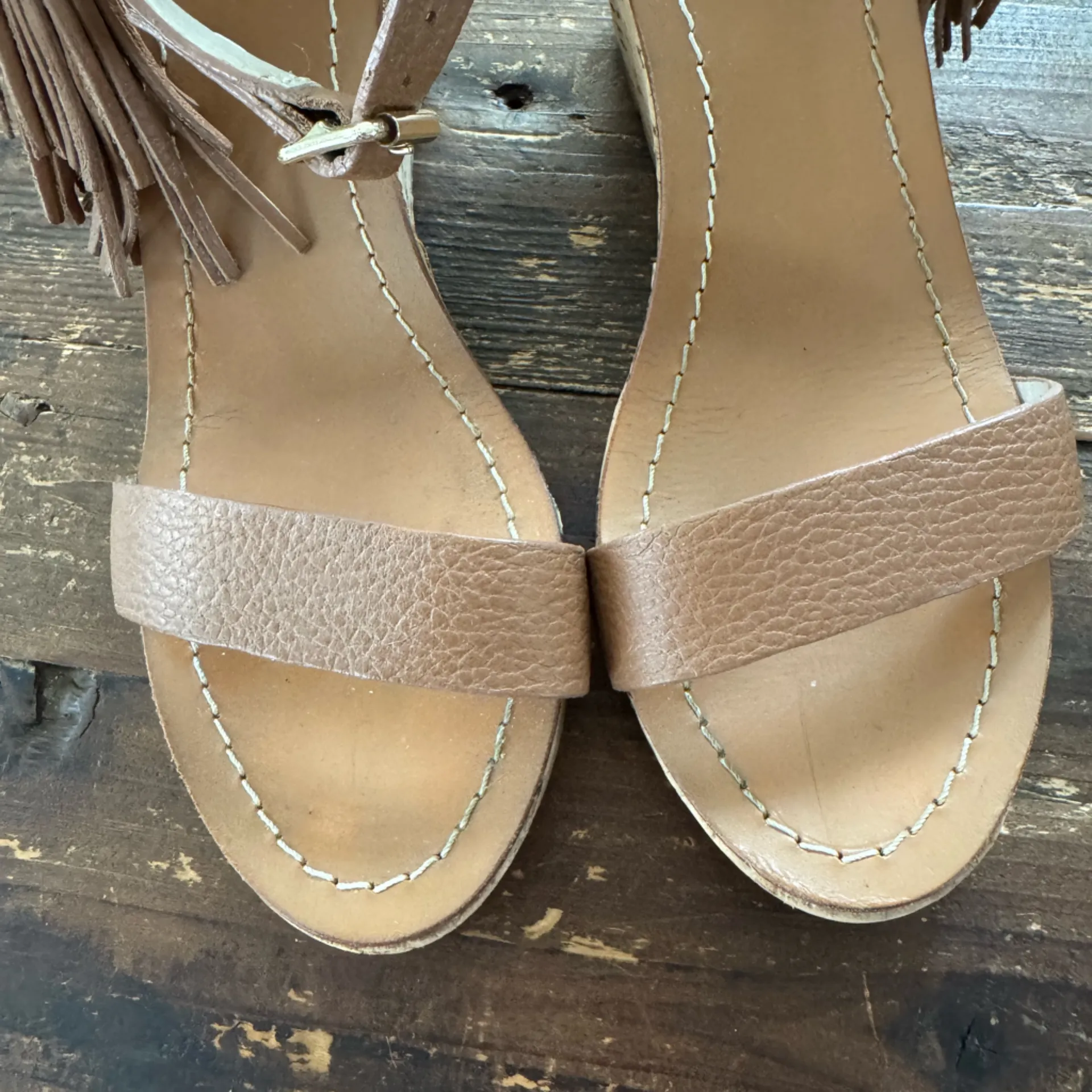 Boden Tassel Cork Wedge Sandal Tan Size 7 - Image 7