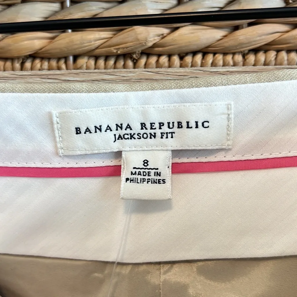 NWT Banana Republic Linen Cotton Jackson Fit Mid-Rise Tan Career Dress Pant, 8 - Image 10