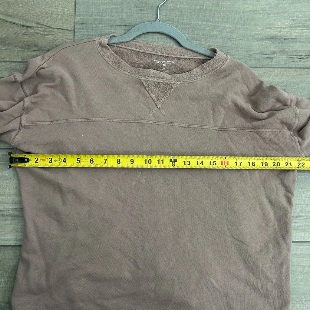 Year of Ours Brown Terry Stripe Cotton Varsity Crewneck Relaxed Fit Sweater S - Image 8