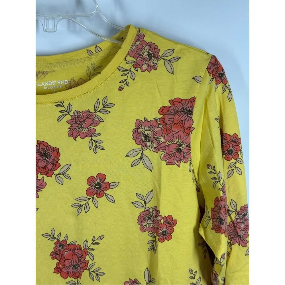 B6 Lands End relaxed fit Women floral long sleeve T-shirt size medium - Image 5