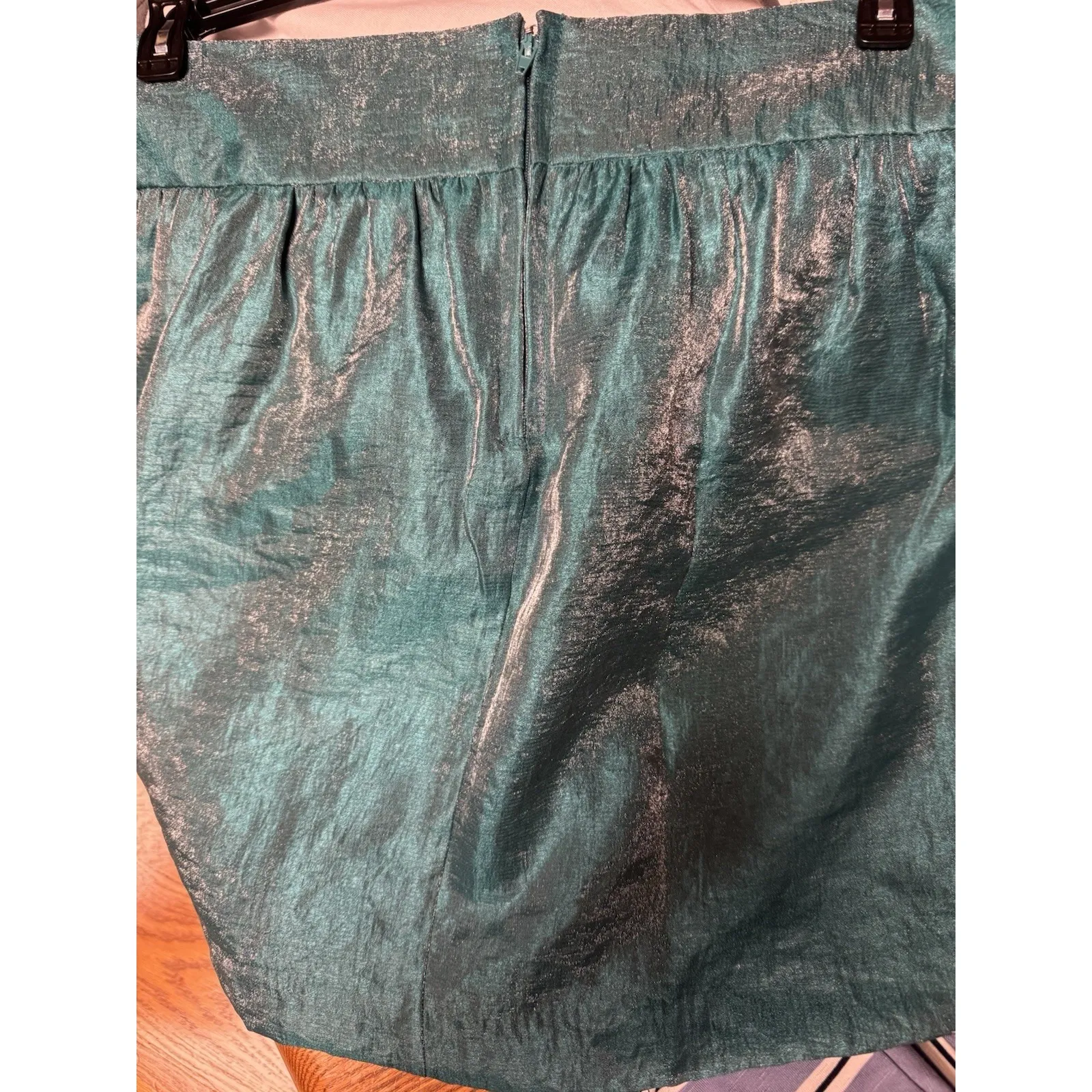 Charlotte Russe Shimmery Green A Line Flare Skirt Medium - Image 7