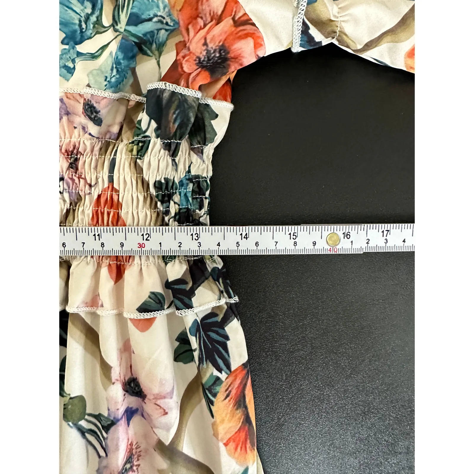 White Floral Maxi Dress Size L Flowy Feminine Long Summer Lightweight Boho Size L - Image 9