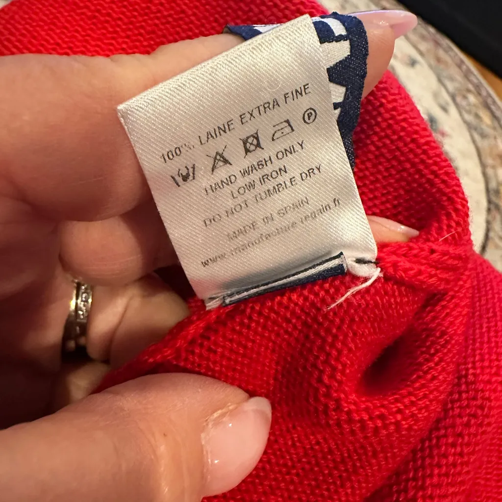 JACQUEMUS ORANGE-RED RIBBED FINE WOOL CREWNECK LONG SLEEVE THUMBHOLE DRESS L 40 - Image 6