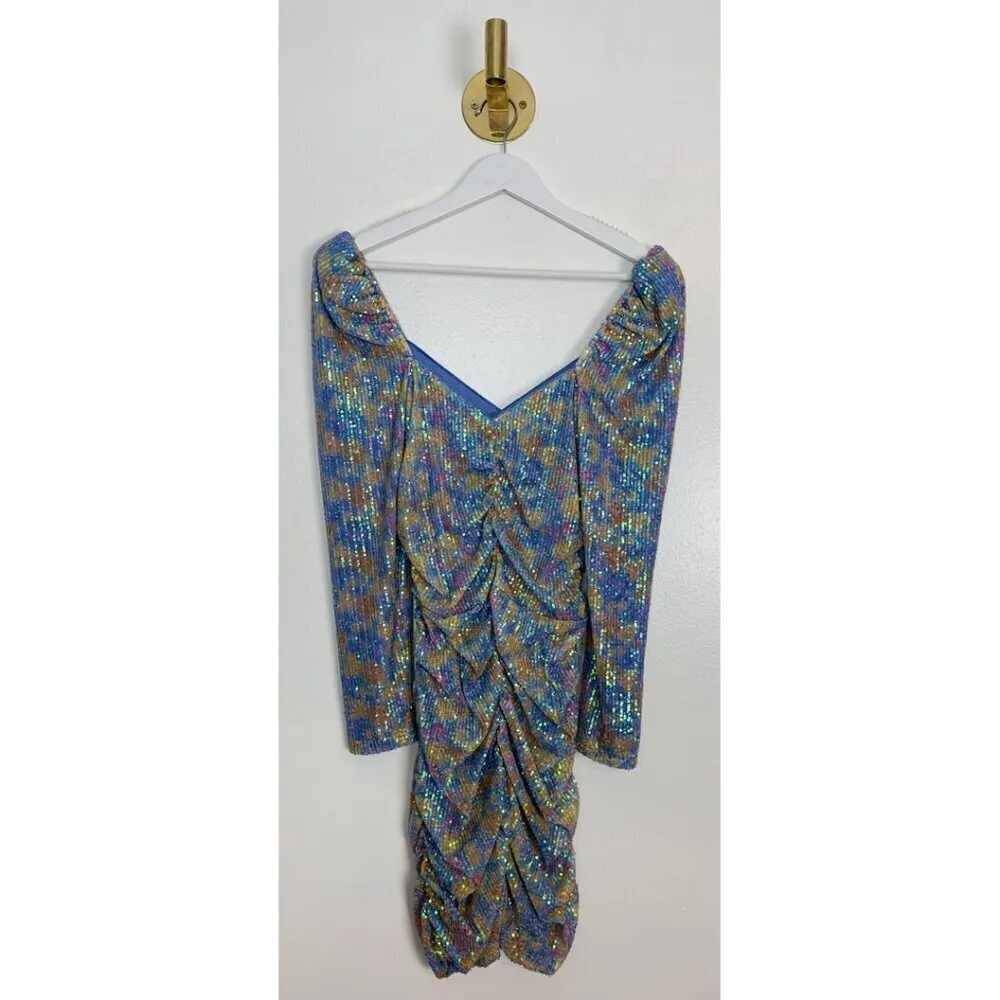 SAYLOR Lawren Floral Sequin Sparkly Long Sleeve Bodycon Minidress Size Medium - Image 4