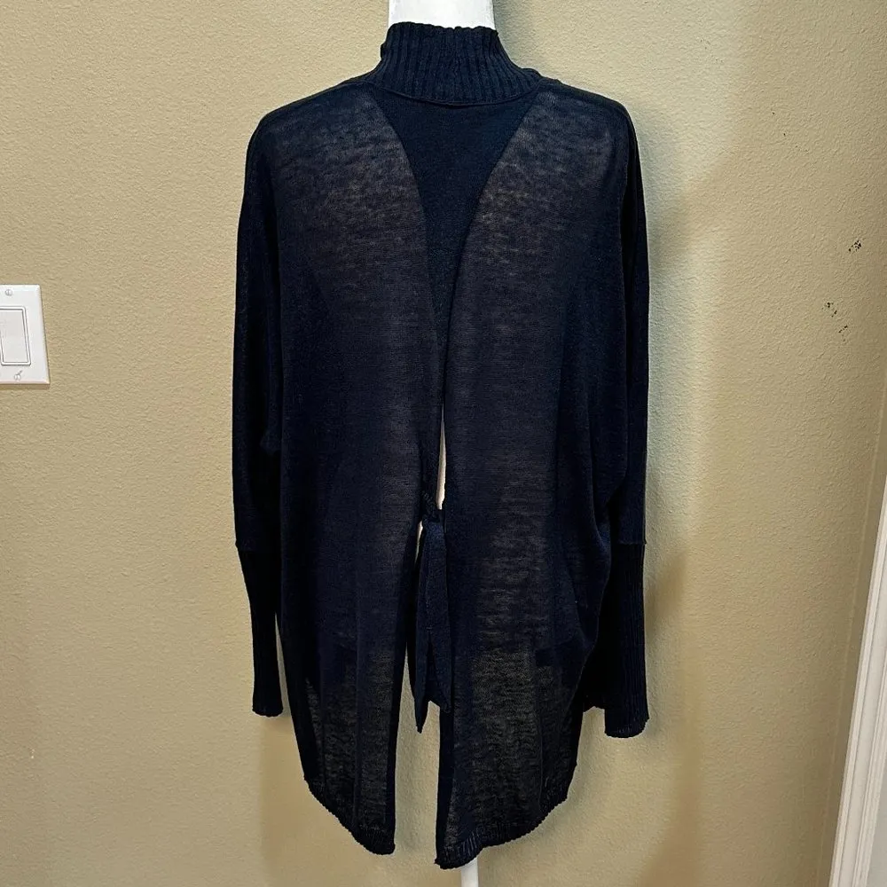 NORDSTROM Trouve Navy Linen Open Cardigan with Tie Back - XS/S - Image 2