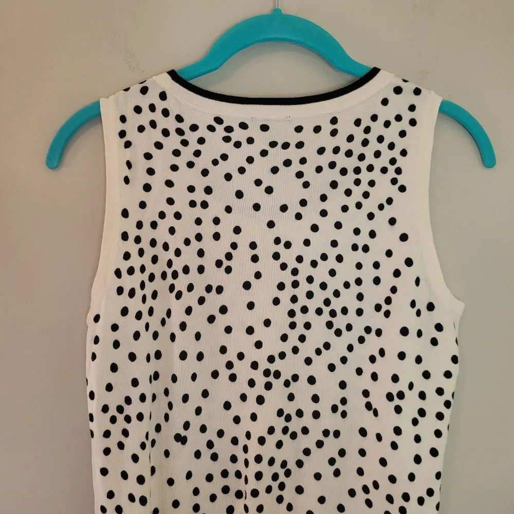 Talbots  Petite Cream Polka Dot Sleeveless Sweater - Image 5