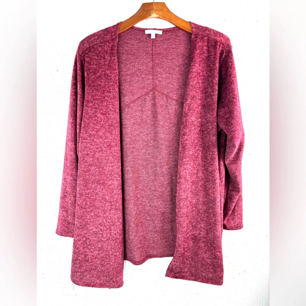 Ava James 1X Reverse Seam Berry Open Cardigan Sweater - Image 2
