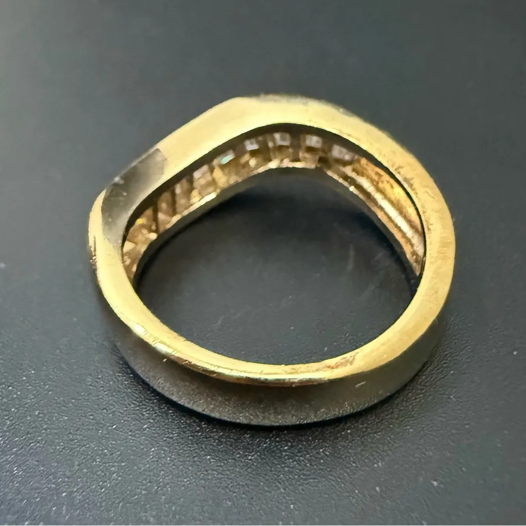 Vintage RF Peak 925 Gold Over Sterling Silver Baguette CZ Curvy Band Ring Siz 8 - Image 3