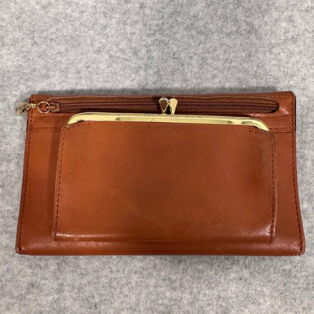 Vintage Rolfs Women's Brown Leather Wallet Floral Embossed Checkbook - Image 5