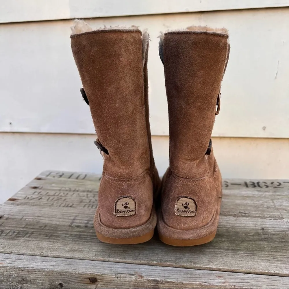 BearPaw Lori Tan Toggle suede shearling winter boots - Image 5