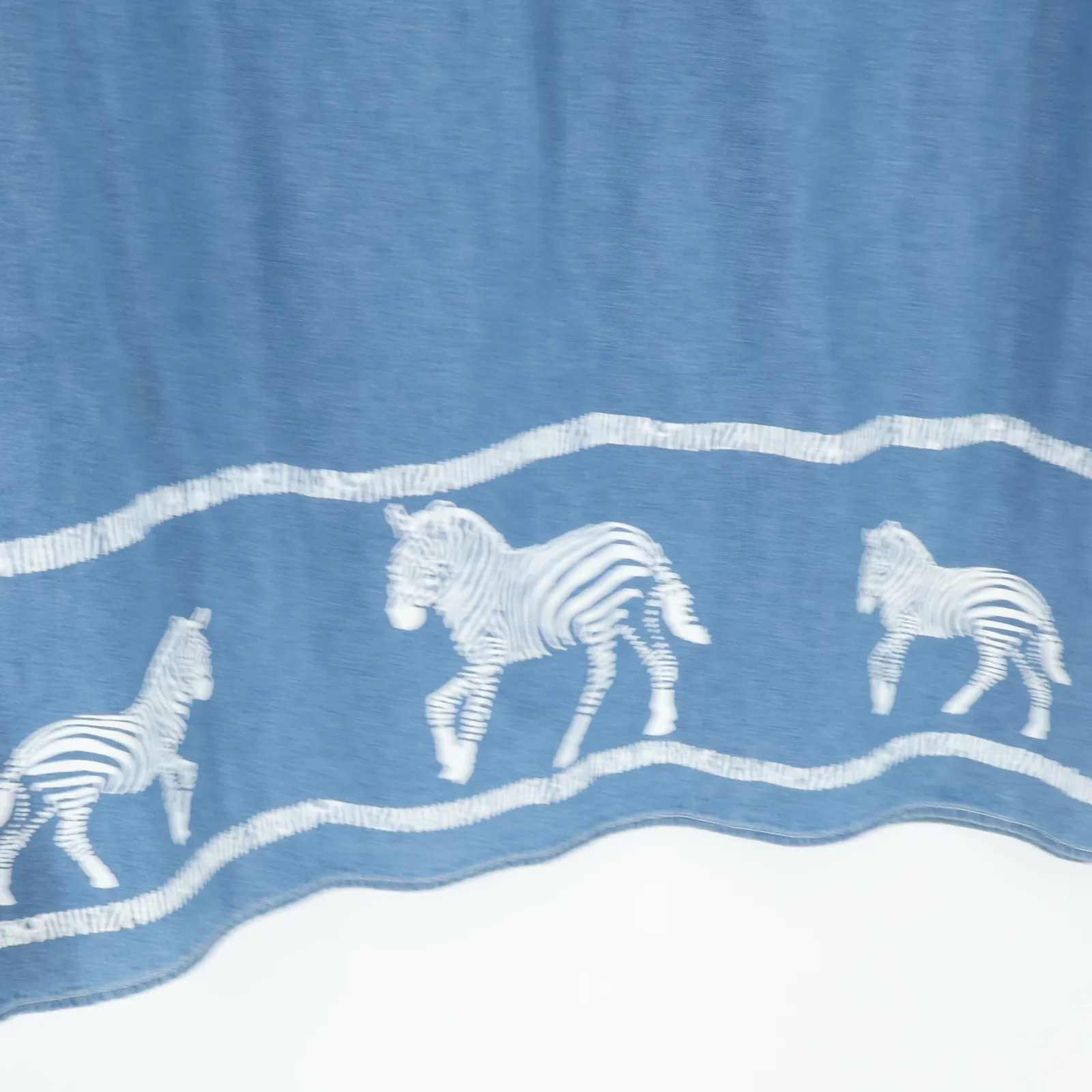 Vintage 90s Zebra Denim Midi Dress Modest Teacher Comfort Retro Cottage Size 8 Blue - Image 3