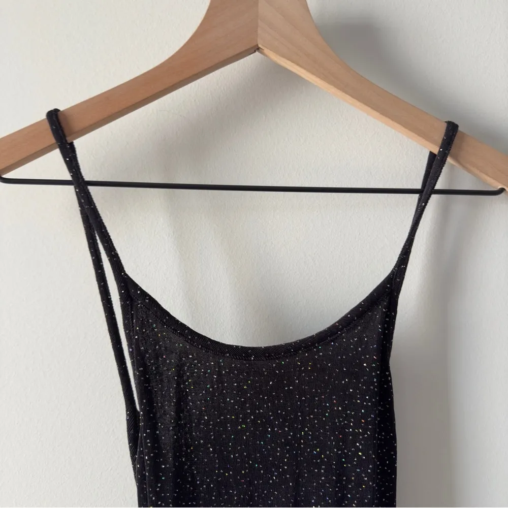 Vintage Scott McClintock Colorful Glitter Maxi Dress party spaghetti strap black Size 10 - Image 3