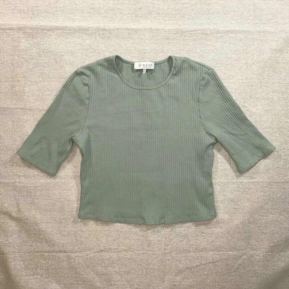 WAYF  Sage Short Ribbed Crop Top - Small - Image 2