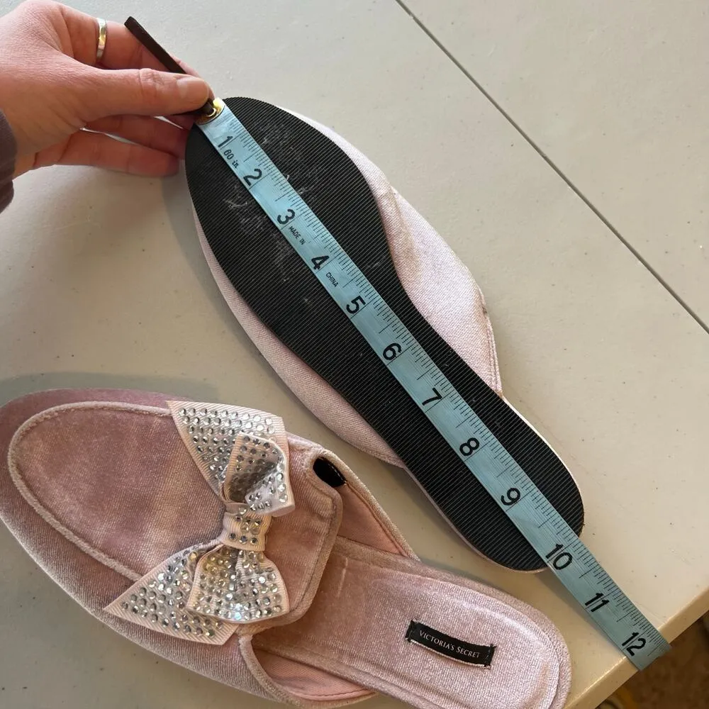 VS Y2K Pink Velour Velvet Bow Sequin Embellished Almond Toe Mules - 7 - Image 3