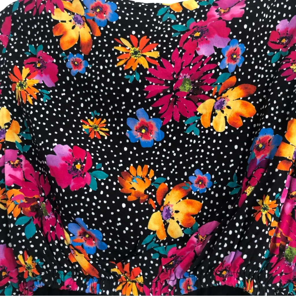 Revolve Majorelle Swift long sleeve crop top black dot multicolor floral pink - Image 7