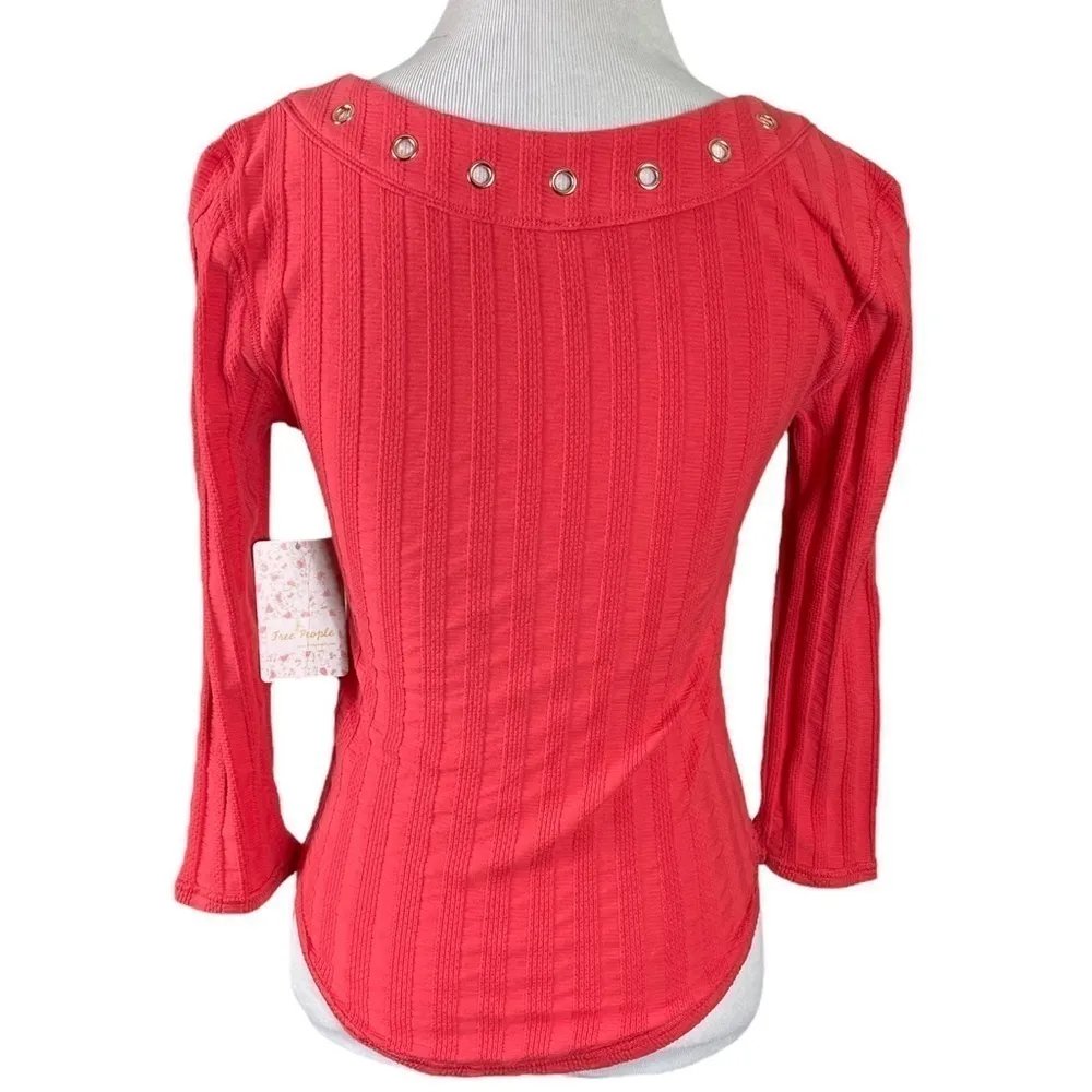 Free People Ice Cold Lace Up Top in Crimson Rose Size XS NEW NWT - Image 11