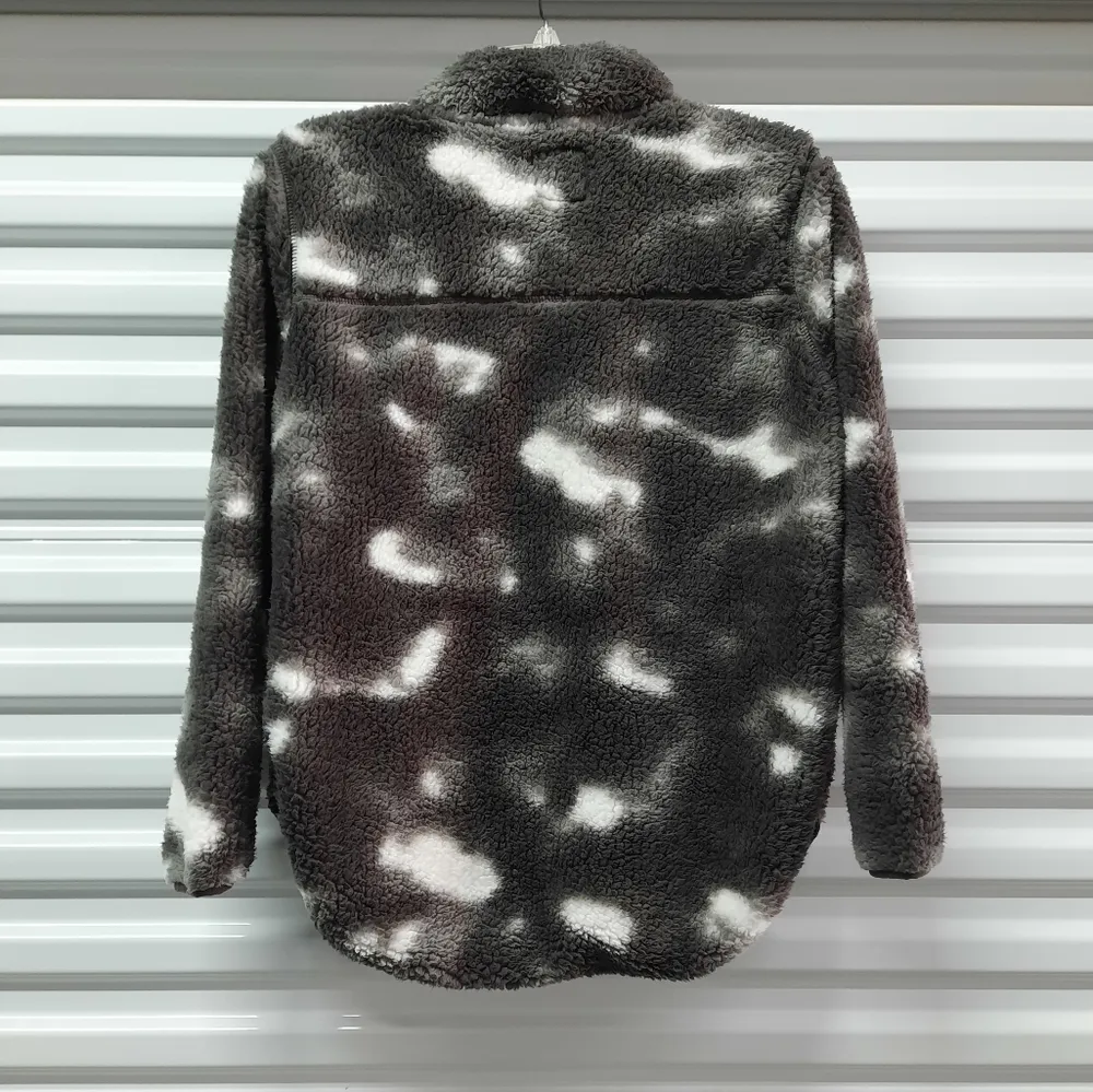 Buffalo Outdoors Jacket Womens Large Gray Sherpa Tie Dye Pullover Quarter Zip - Image 2