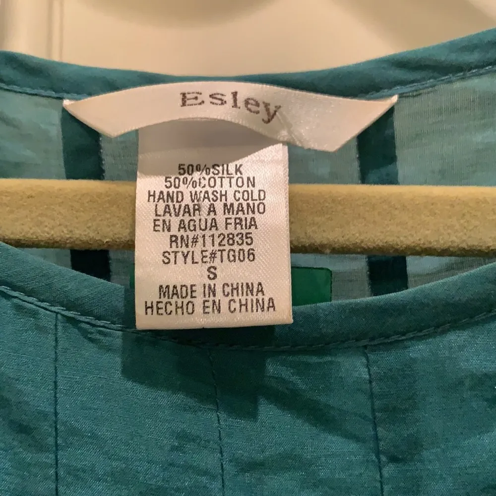 ESLEY BOHO GREEN CUTWORK FLOWY BLOUSE SILK COTTON - Image 2