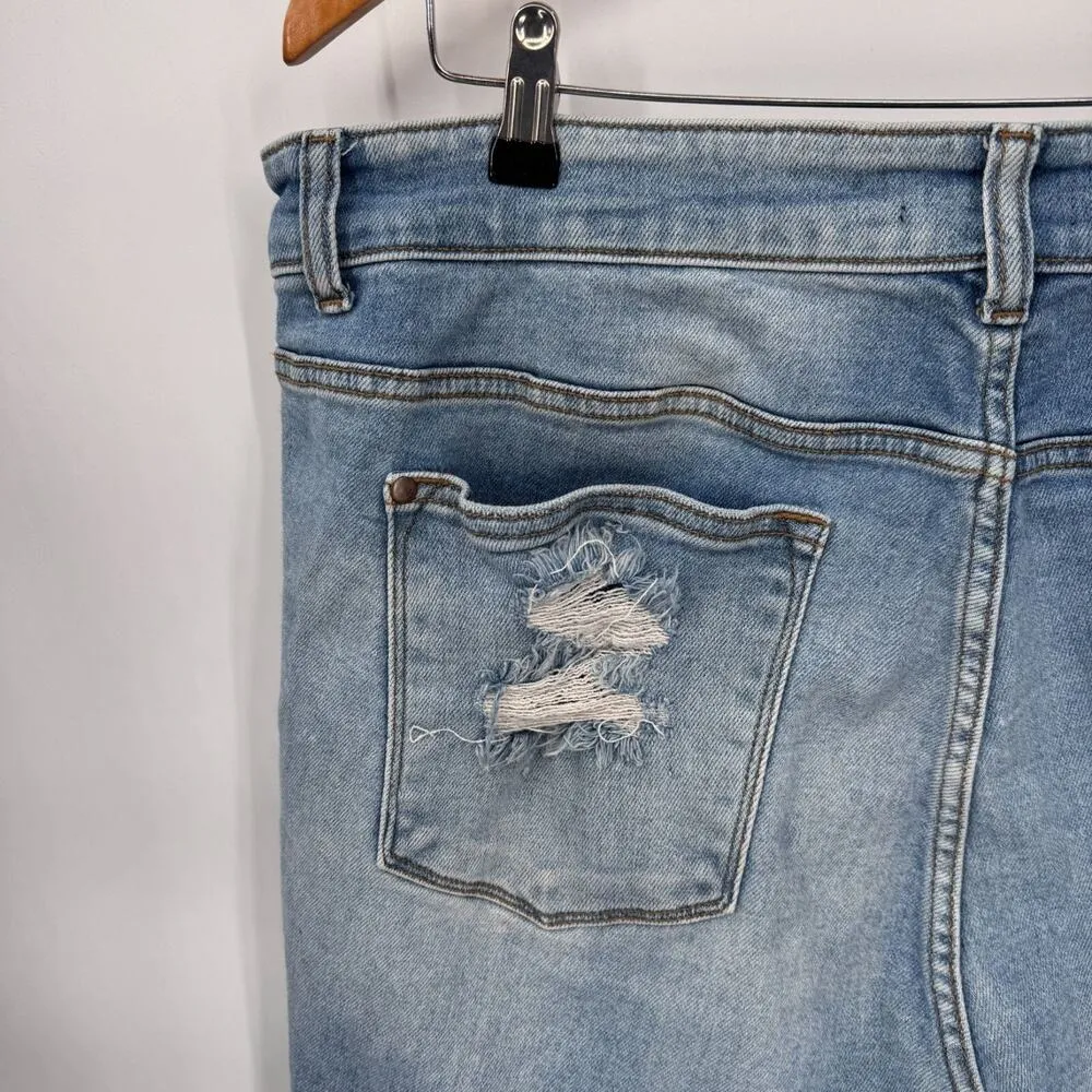 Judy Blue Boyfriend Fit Jean Shorts Womens Plus 20W Blue Cotton Blend Distressed - Image 5