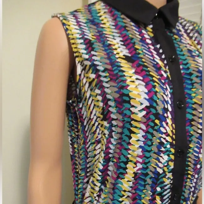 Liz Claiborne Size Small NWT Stretch Collared Button Up Colorful Printed Dress - Image 5