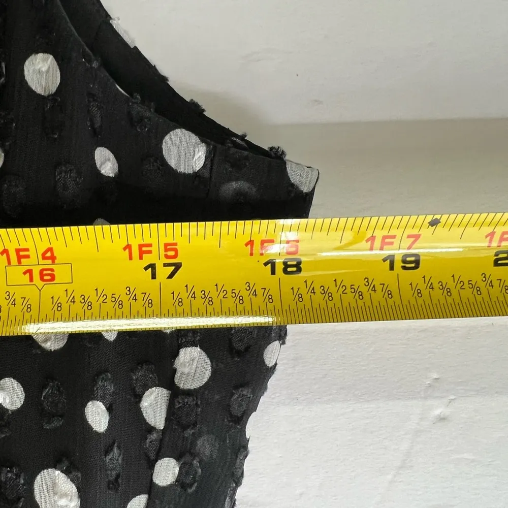 Tahari polka dot black white chiffon style halter flowy layered dress 12P party - Image 9