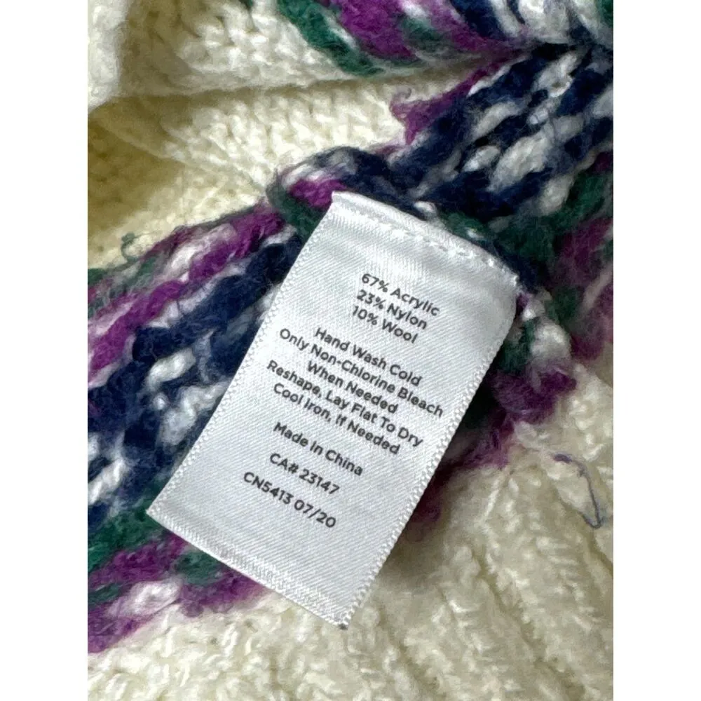 Talbots Fair Isle wool blend mockneck sweater ivory multicolor size small - Image 9