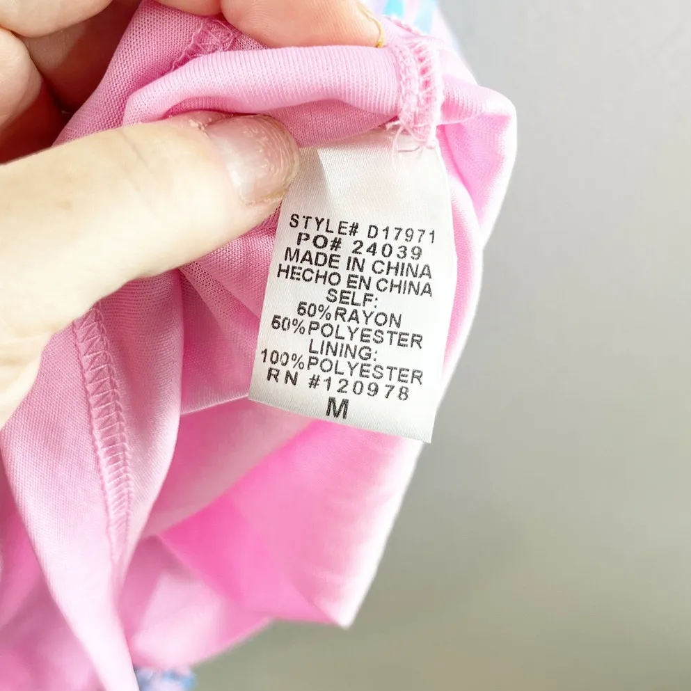 Entro Gingham Print Flutter Sleeve Square Neck Maxi Dress Purple Pink Medium - Image 6