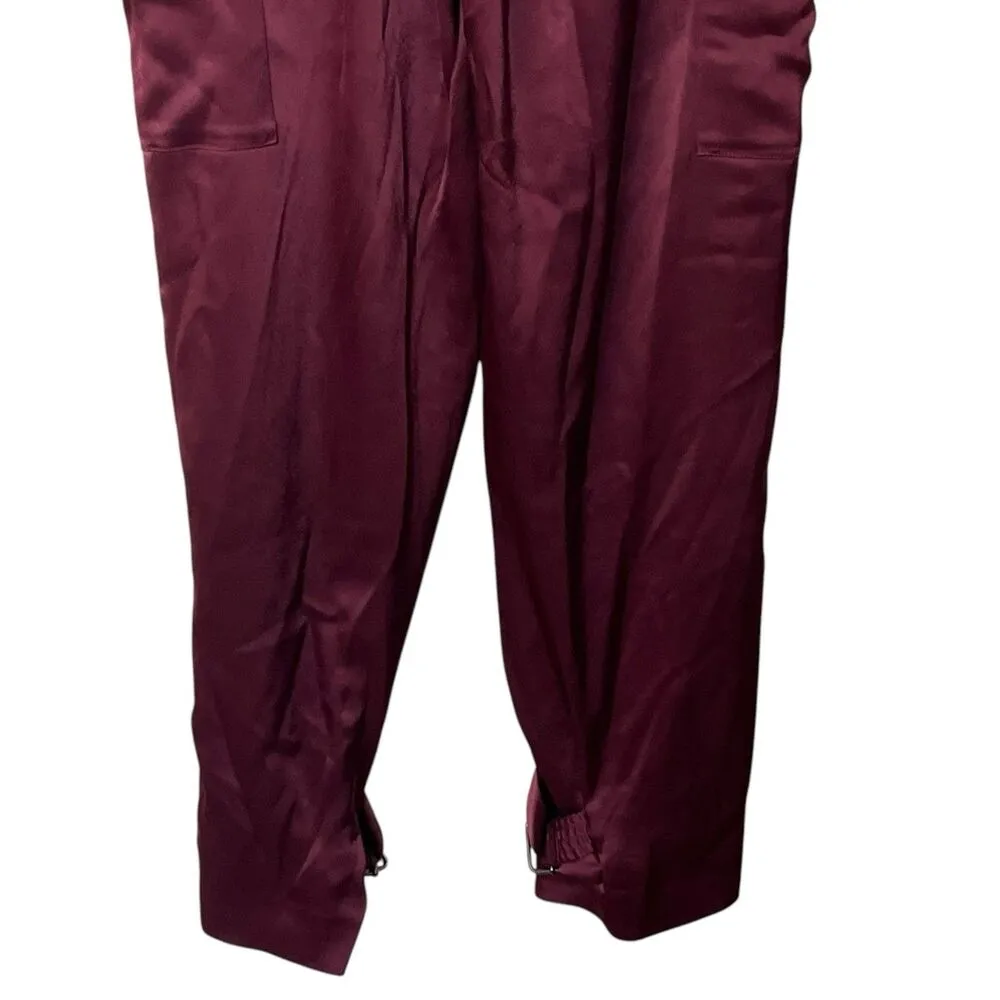 Babaton Satin Cargo Pants Women’s Size 00 Burgundy Utility Trousers Y2K - Image 6