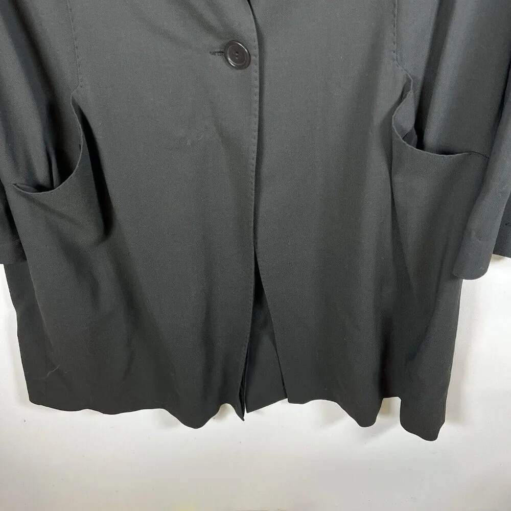 Marina Rinaldi Long Single Button Blazer Black Wool‎ Blend Women’s Size 25/large - Image 6