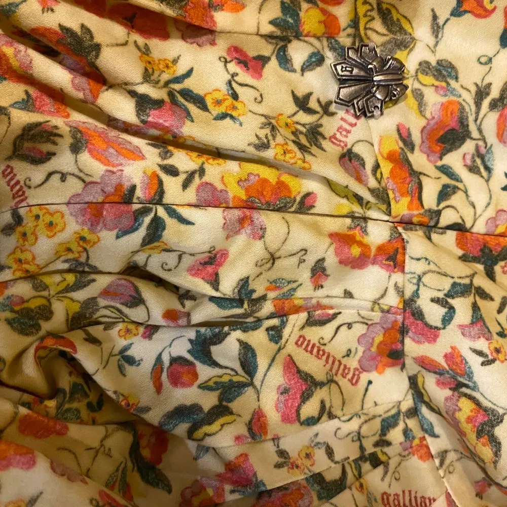 NWT $850  Vintage Yellow Floral Tasseled Dress 38 - Image 8