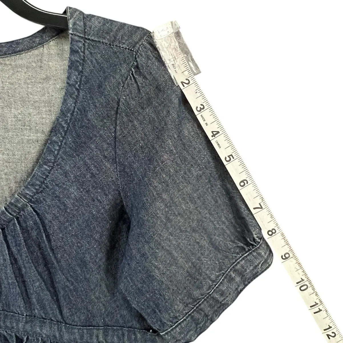 Fleur De Vie Primrose Denim Dress S Blue Babydoll Empire Ruffled Hem Milkmaid - Image 9