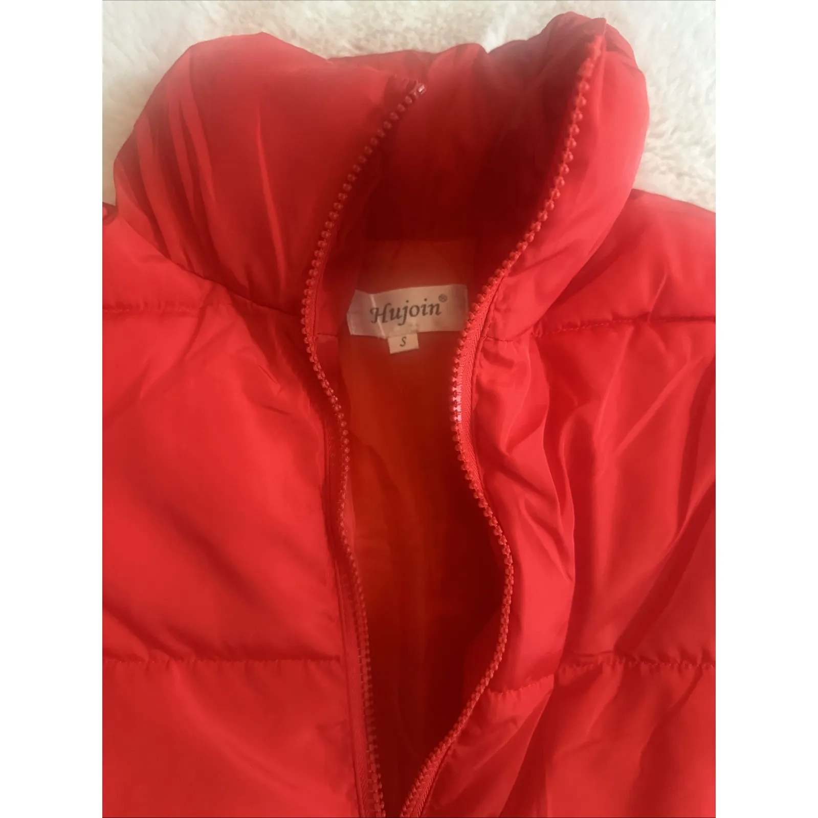 Hujoin Womens Red Crop‎ Short Puffer Jacket Sz S - Image 4