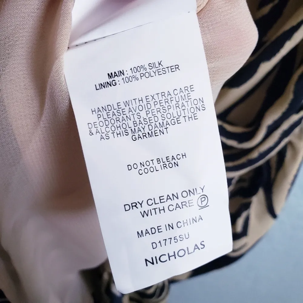 NICHOLAS Asymmetric Silk Zebra Slip Dress Black Size 6 - Image 10