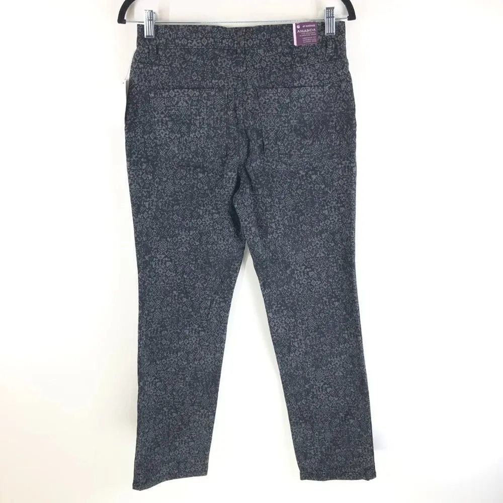 Gloria Vanderbilt Womens Jeans Amanda Slimming Tapered Geometric Black Gray 6P - Image 2