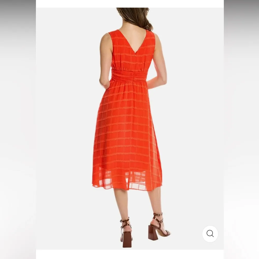 NEW $138 Nanette Lepore Vneck Calypso red Midi Dress Sz 4 - Image 2