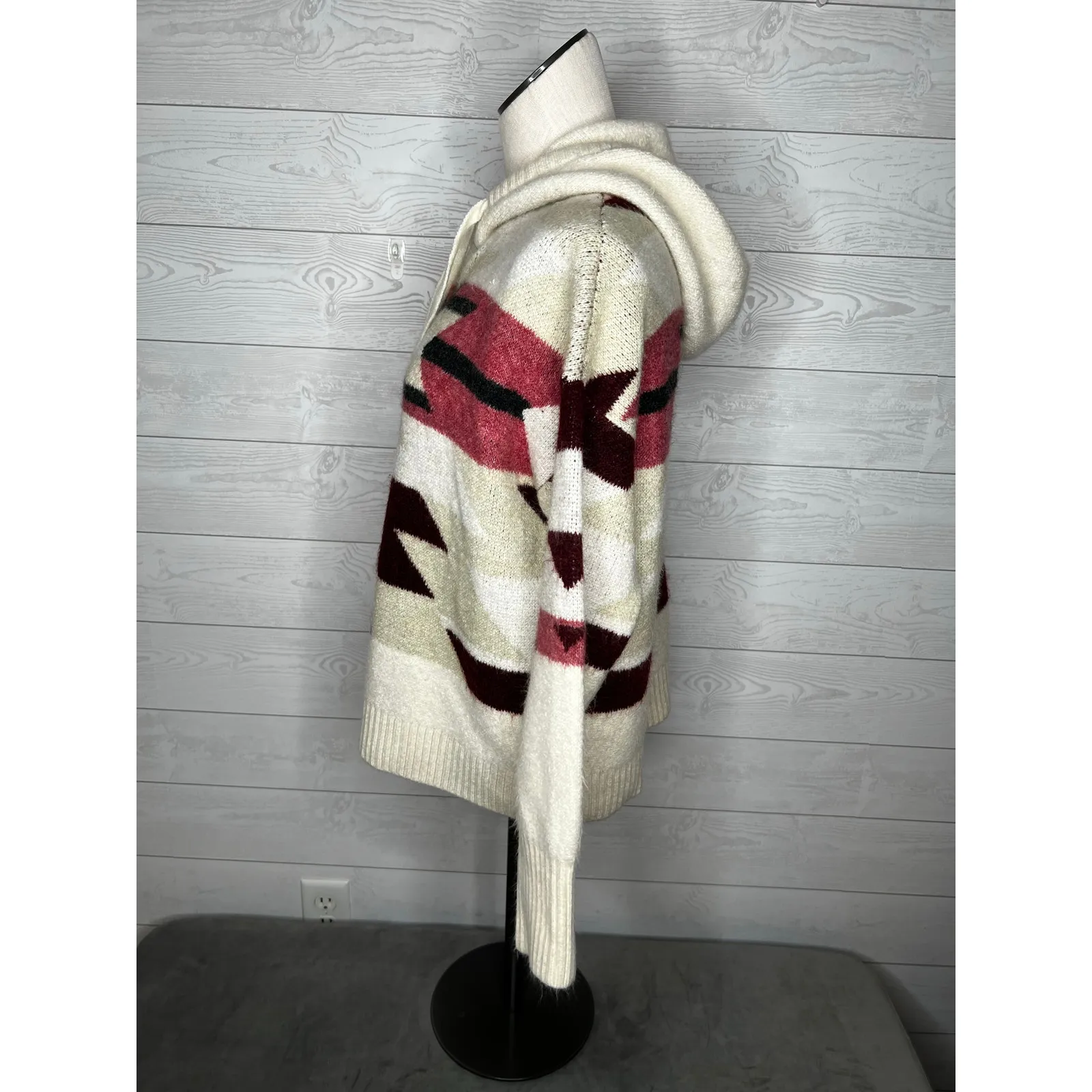 Lou & Grey Southwest Aztec Pattern Hooded Sweater - Size Large - Image 2