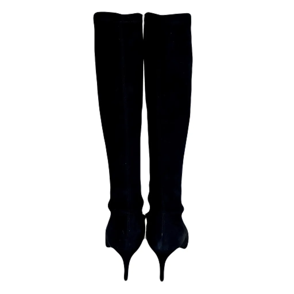 LK Bennett Black ‘Slyvie’ Stretch Suede Knee High Heeled Boots, Size 39 - Image 7