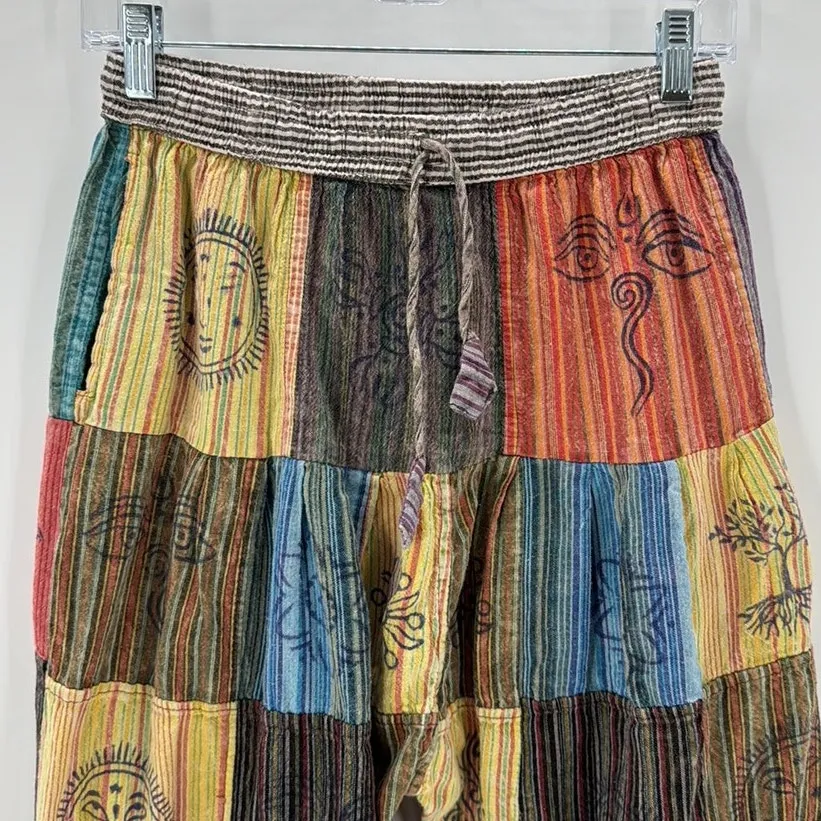 Rising International Cotton Patch Block harem drop crotch celestial pant size s - Image 3