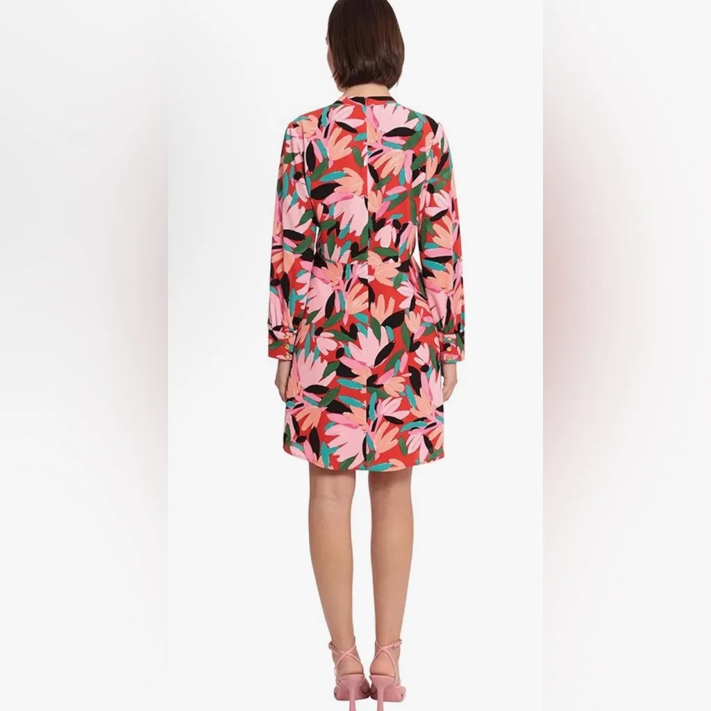 NEW Donna Morgan Long Sleeve Mock Neck Floral Printed Fit & Flare Dress 12 $128 - Image 2