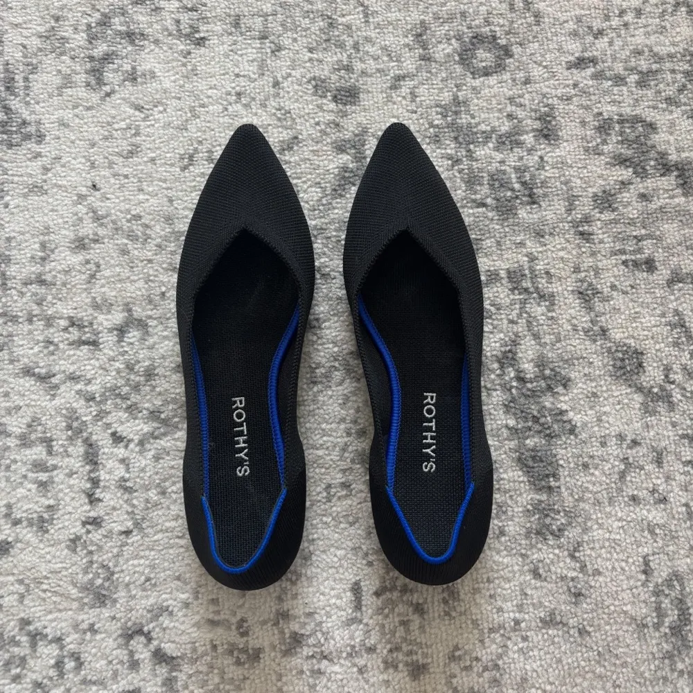 Rothy’s The Point Pointed Toe Knit Upper Slip On Flats Black Size 9 - Image 2