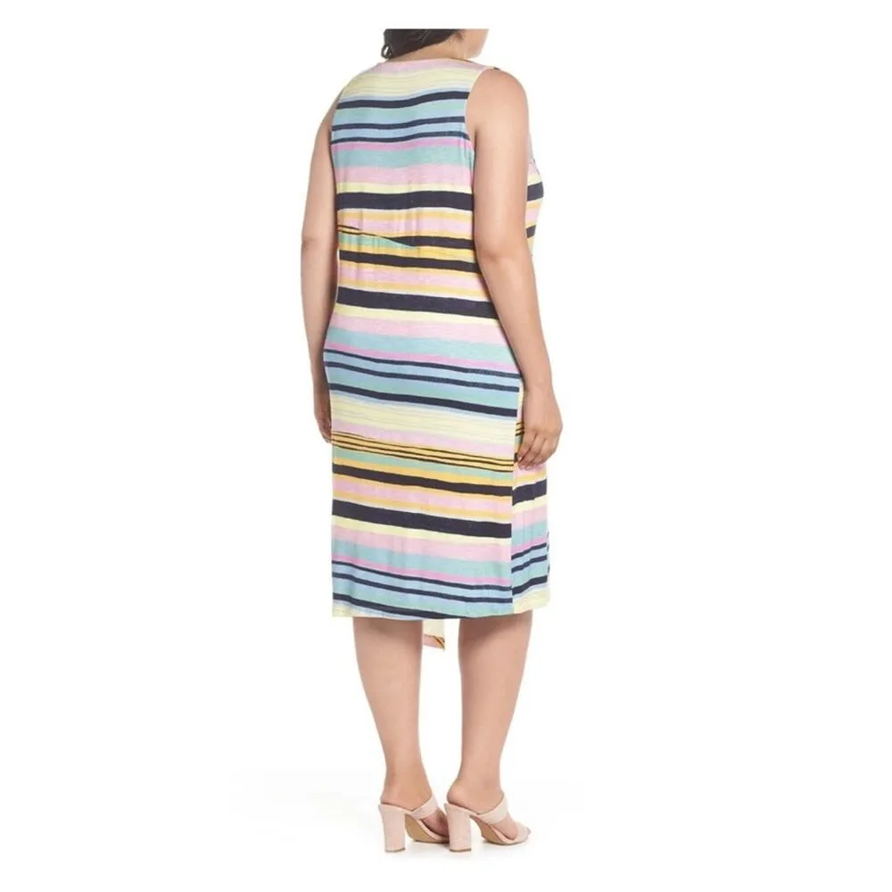 Rachel Rachel Roy April Navy Combo Striped Hem Tie Dress Sz.1X NWT Blue - Image 3