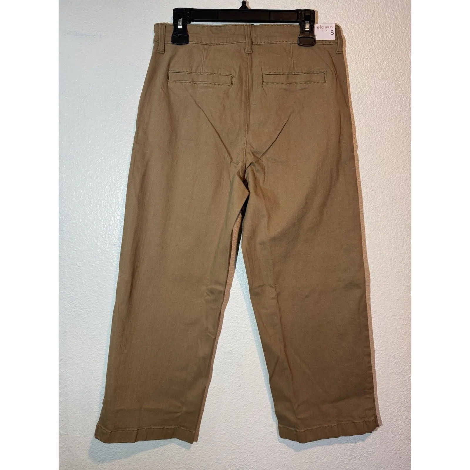Ella Moss Womens Pants Brown/Khaki Cropped Wide Leg High-Rise Belt Loops Sz 8 - Image 7